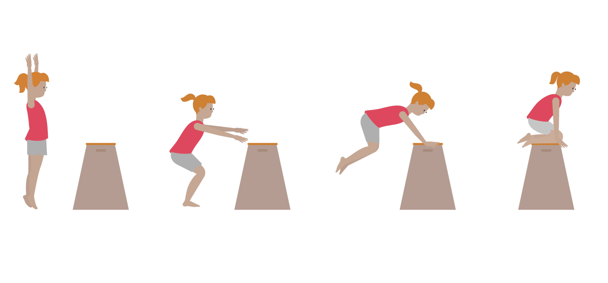 Knees to table top gymnastics