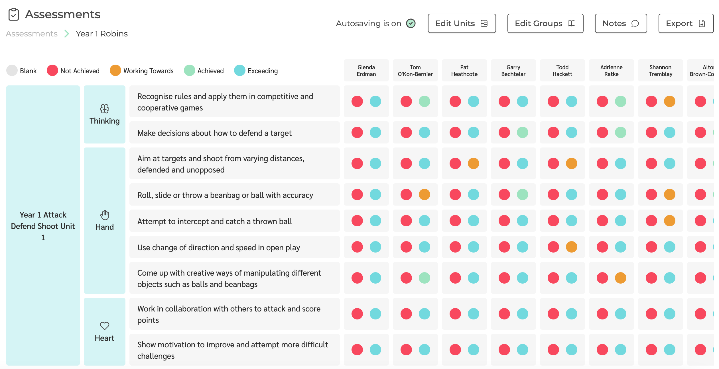 An assessment created using The PE Hub's assessment tool