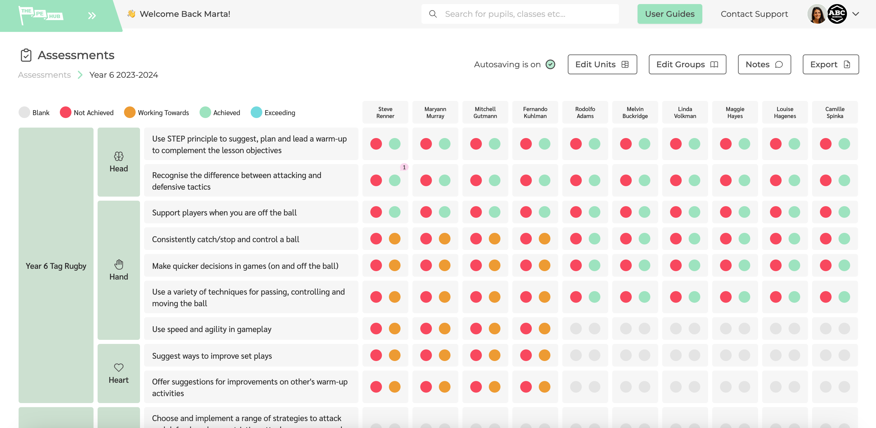 Tracking attainment with The PE Hub's assessment tool