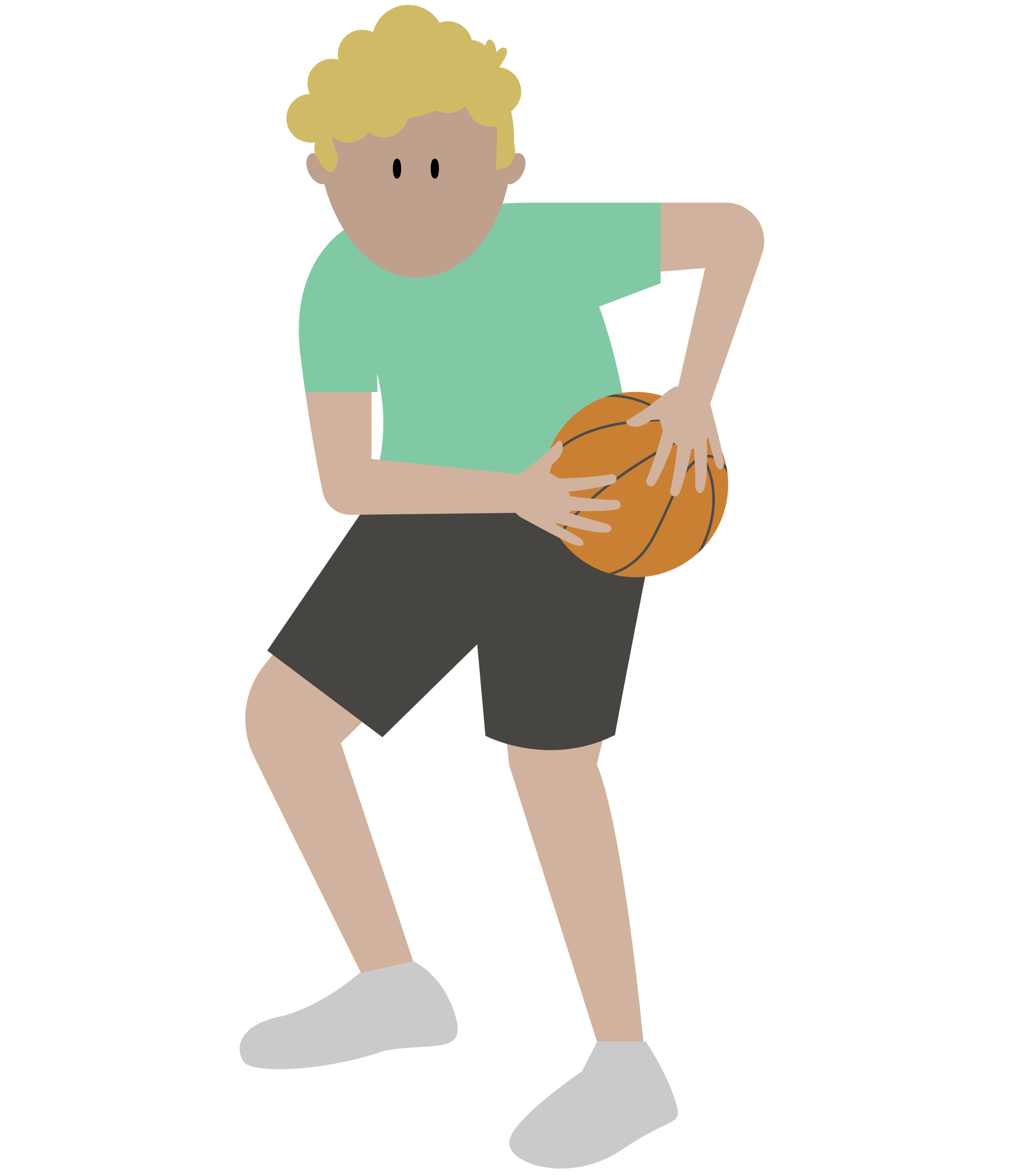An illustration of a boy playing basketball