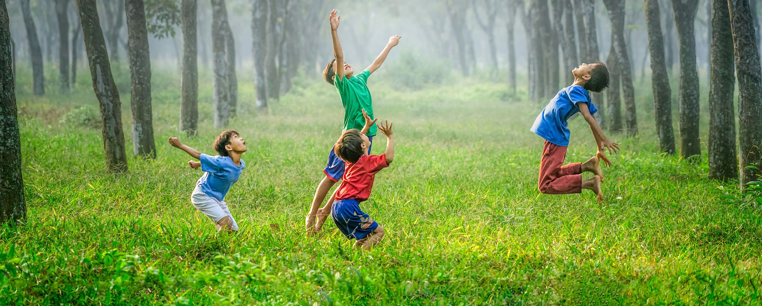 A group of children playing outside