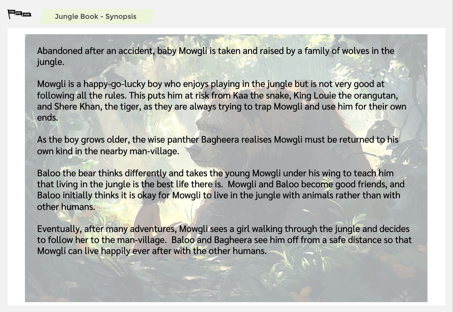 An image of Synopsis of Jungle Book