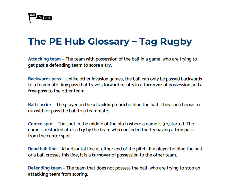 An image of Tag Rugby Glossary