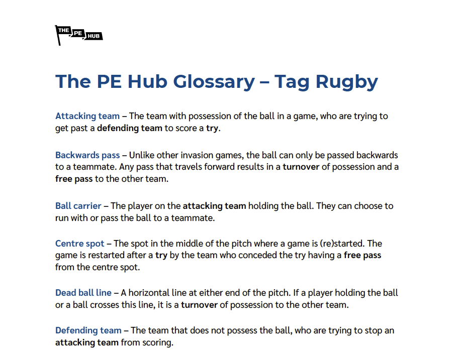 An image of Tag Rugby Glossary