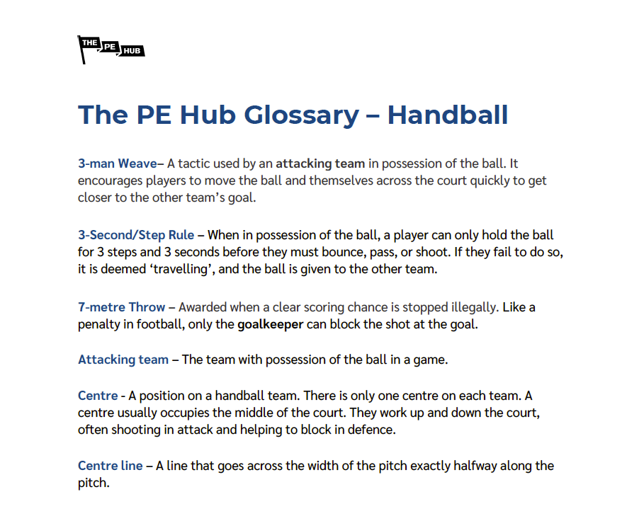 An image of Handball Glossary