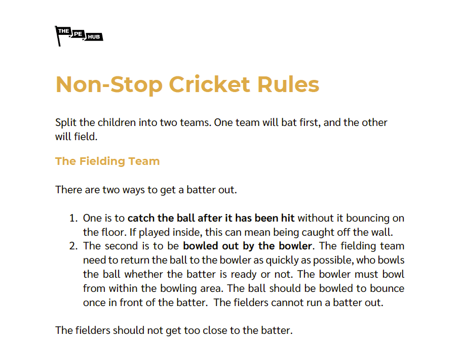 An image of Non-Stop Cricket Rules