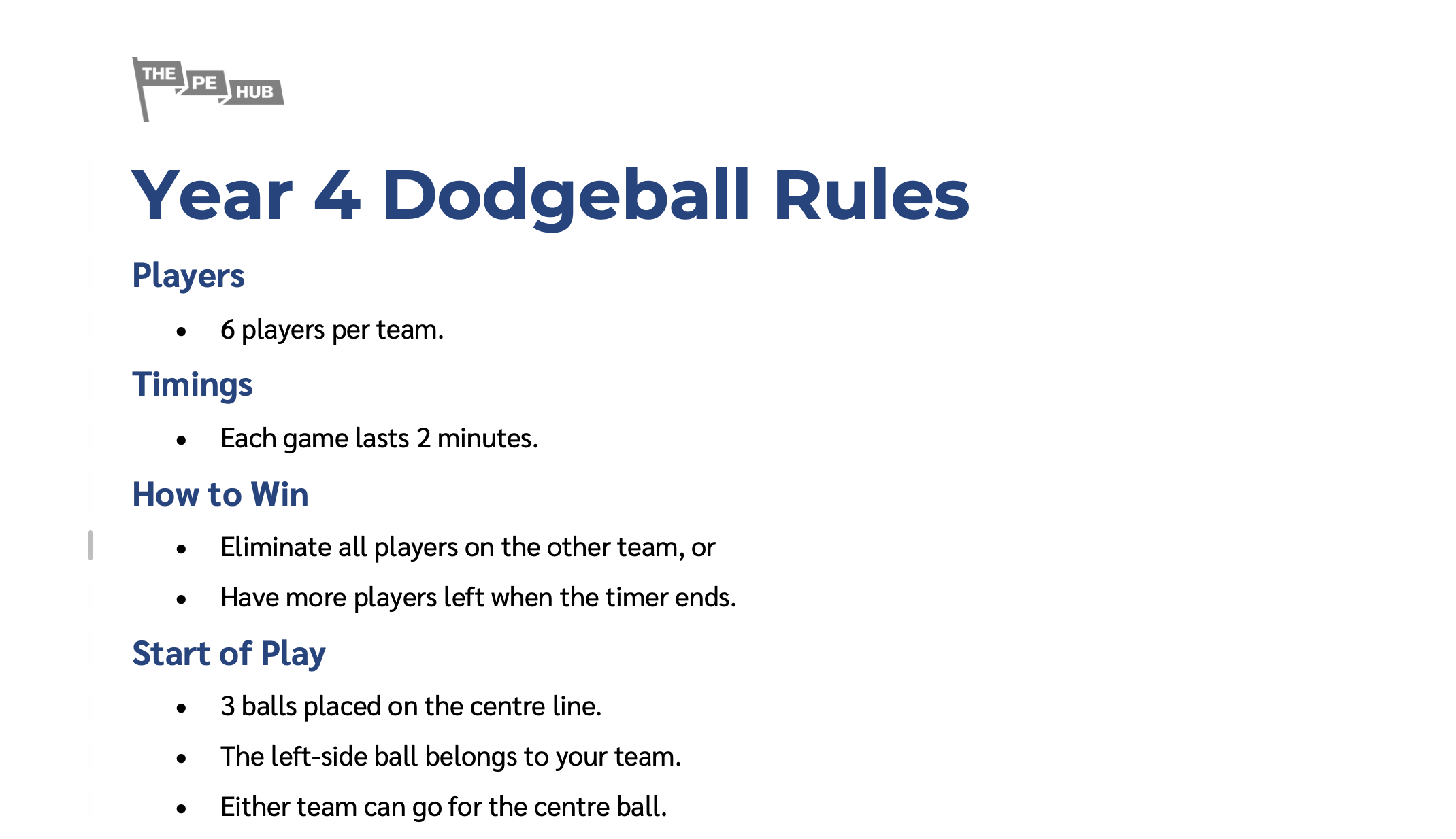 An image of Year 4 Dodgeball Rules