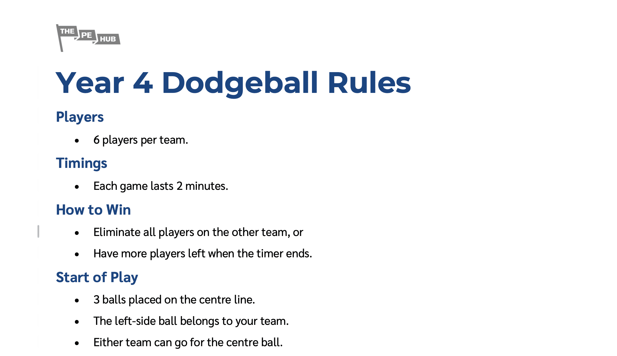 An image of Year 4 Dodgeball Rules