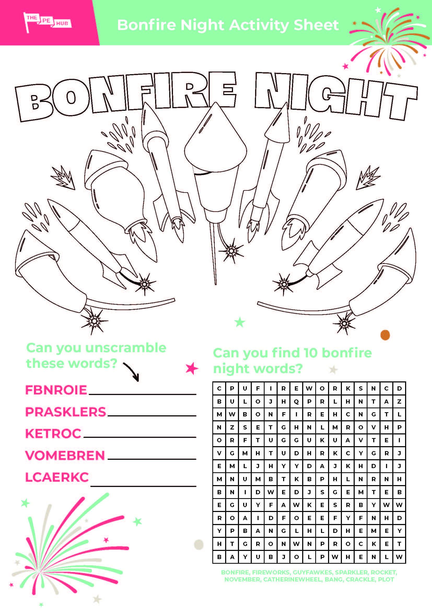 An image of Bonfire Night Activity Sheet