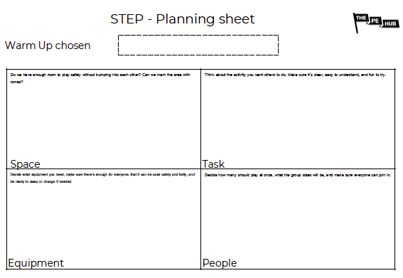 An image of STEP planning sheet