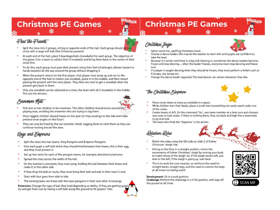 An image of Christmas PE Games 2022