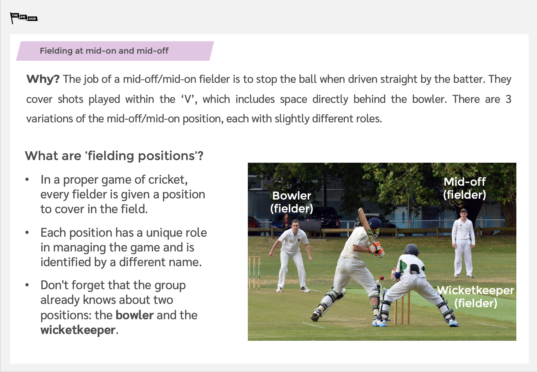 An image of Mid-On/Mid-Off Fielding Positions presentation