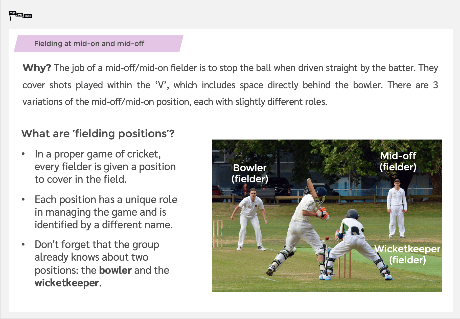 An image of Mid-On/Mid-Off Fielding Positions presentation
