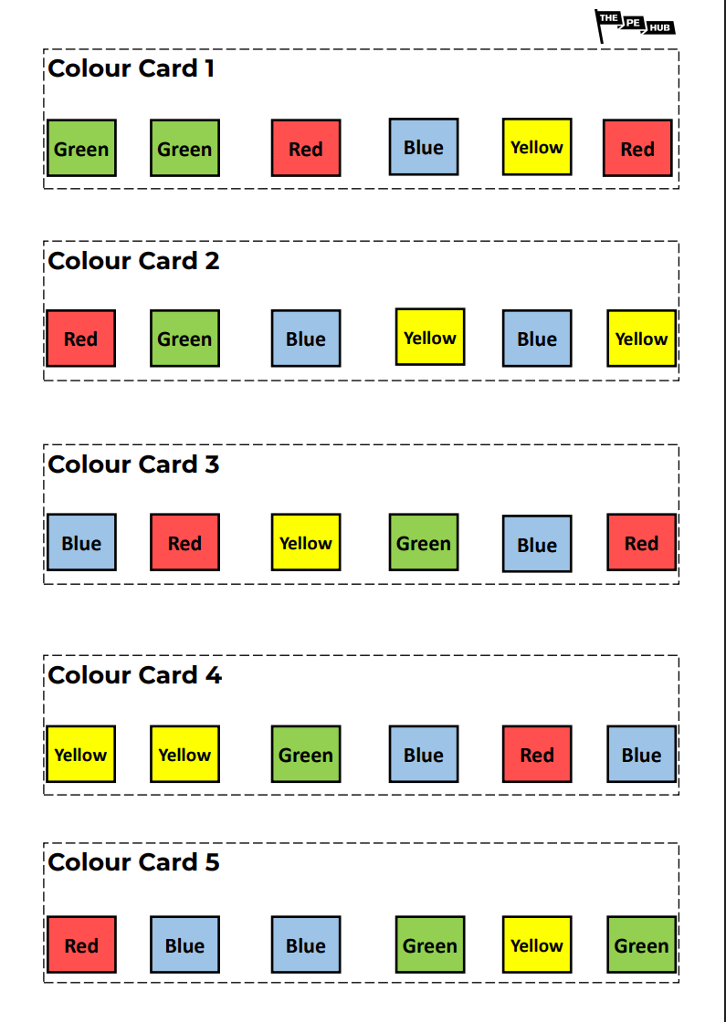 An image of the colour cards matching game resource
