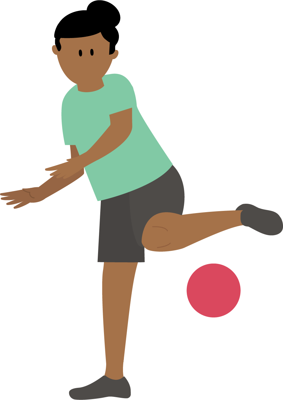 An illustration of a child playing dodgeball