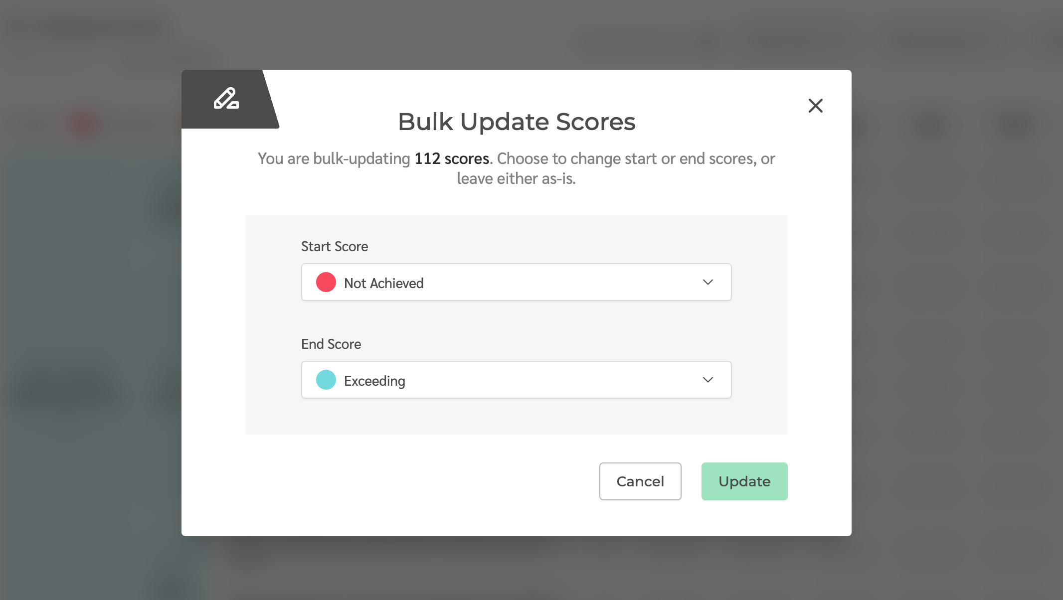 Bulk update assessment scores using our flood fill feature