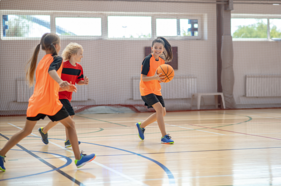 Girls playing basketball