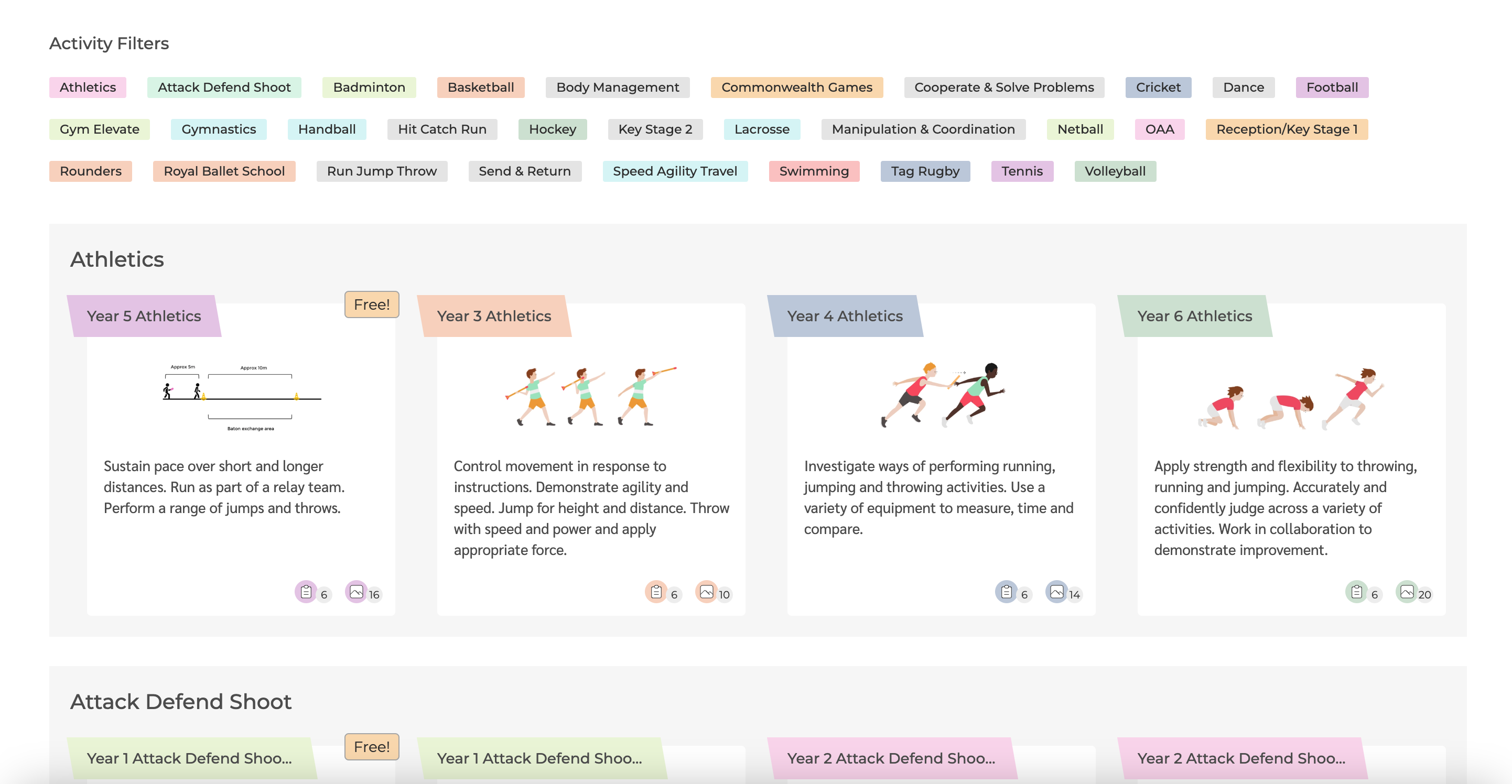 The broad range of activities covered by lesson plans on The PE Hub