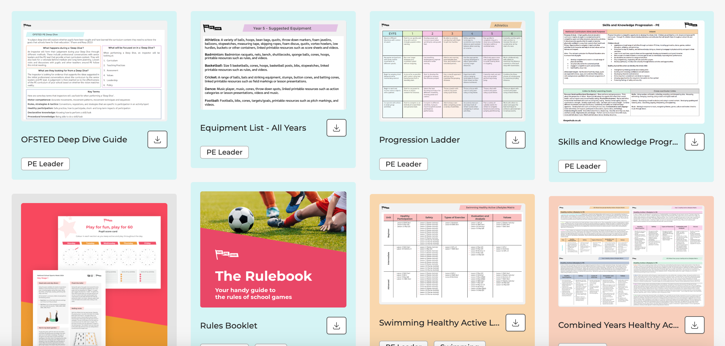 The PE Hub's range of resources designed to support with Ofsted