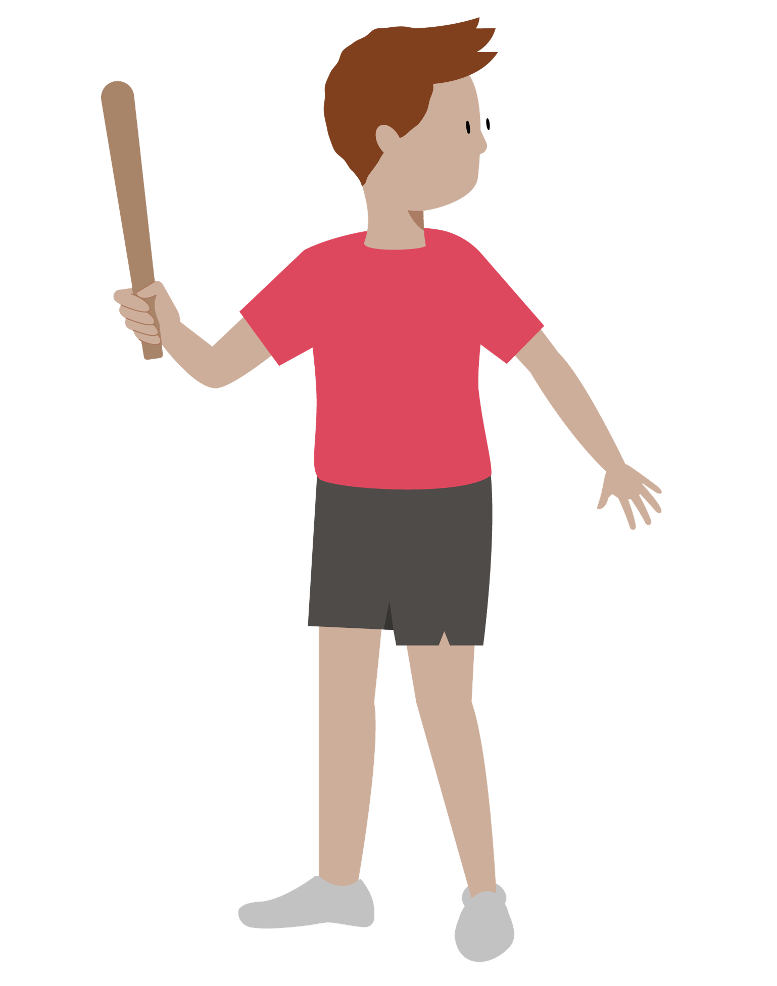 An illustration of the correct batting position in rounders