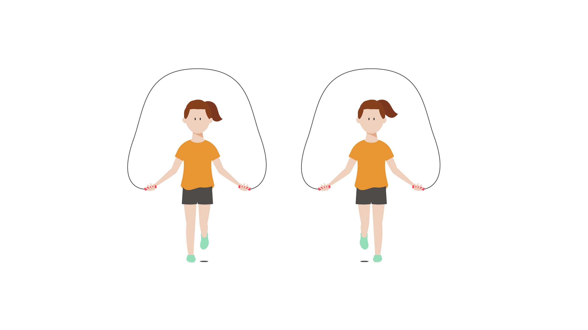 An illustration of two children skipping
