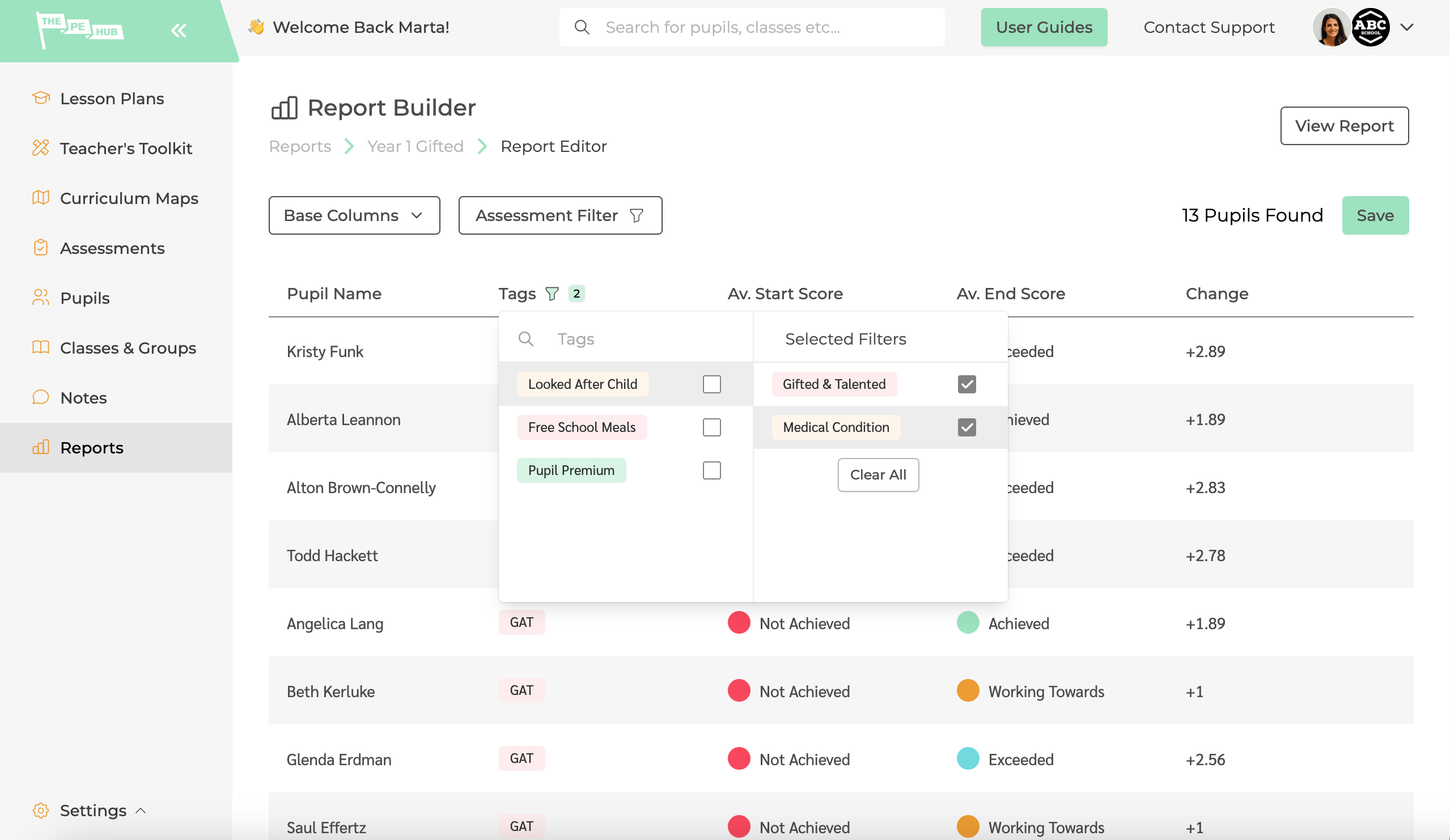 Using filters to build a flexible report